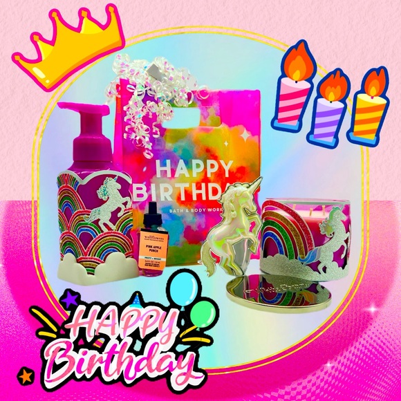 BBW 🎉 Happy Birthday 🎂 Unicorn🦄 Pink Apple Punch 🩷 7 pc gift set